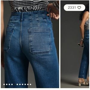 The Colette Denim Cropped Wide-Leg Jeans by Maeve